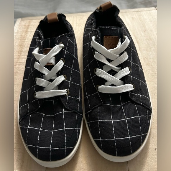 WOMEN’S SPENCO WINDOWPAYNE BLACK CANVAS IVORY COMFORT SPORT SNEAKERS SHOES 8.5 B - Picture 2 of 8